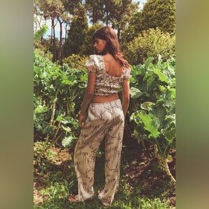 Zara Cream and Black satin pants set